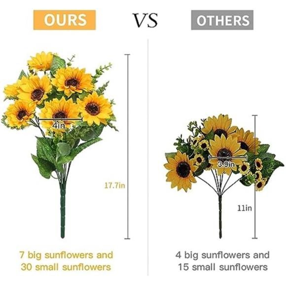 Artificial Sunflower Bouquets,2 Bunches Fake Wildflowers for Baby Shower Home - Picture 5 of 7